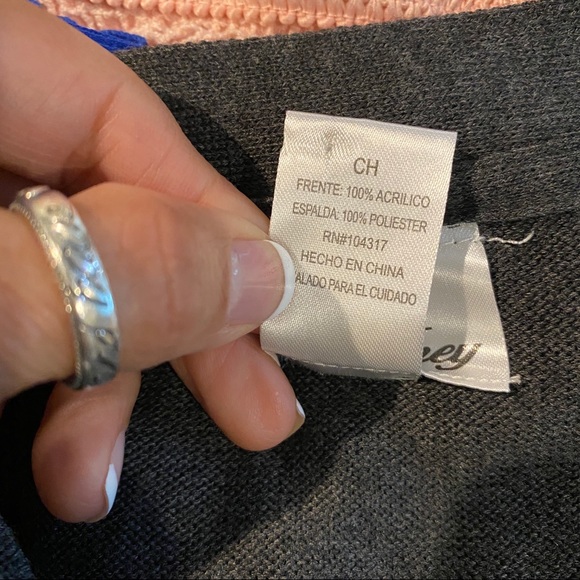 Allison Brittney Sweater Cardigan Small Striped gray white Sheer cardiga… - Picture 7 of 7